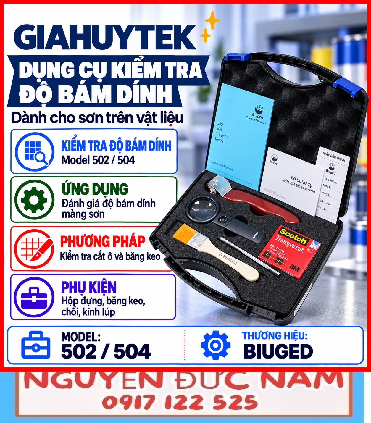 Thử bám dính sơn bằng BGD 502, 504: checklist